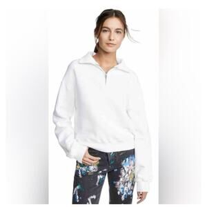 RE/DONE Pullover Womens Small Off White Half Zip‎ Sweatshirt Made USA Cotton